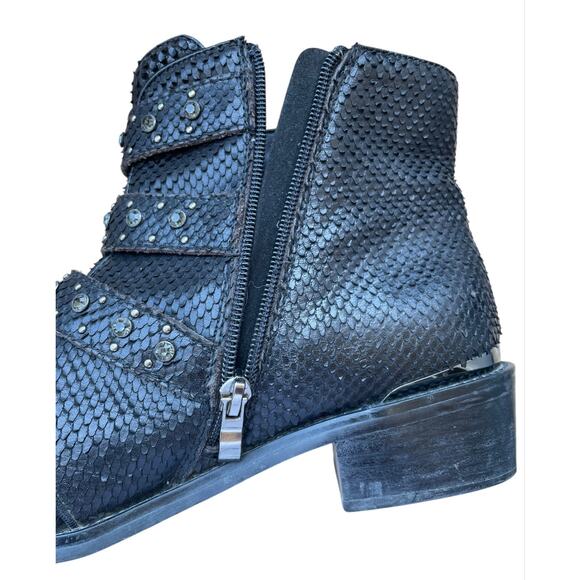 Alma en Pena Black Leather Buckle Ankle Boots Studded Style (EU 40 / US 9.5) - Picture 8 of 12